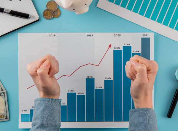 Uptrend Bar Chart Graph  Showing Yearly Growth